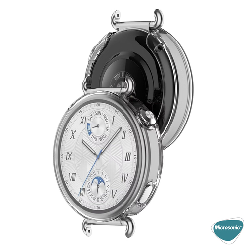 Microsonic Huawei Watch GT 6 41mm Kılıf Ekranı Tam Kaplayan 360 Full Round Soft Silicone Şeffaf