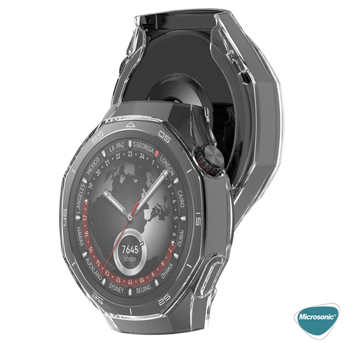 Microsonic Huawei Watch GT 6 Pro 46mm Kılıf Ekranı Tam Kaplayan 360 Full Round Soft Silicone Şeffaf