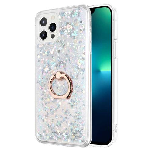 Microsonic Apple iPhone 13 Pro Kılıf Glitter Liquid Holder Gümüş