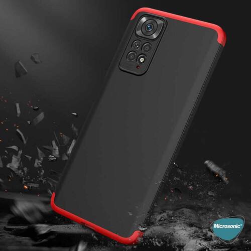 Microsonic Xiaomi Redmi Note 11 Pro 5G Kılıf Double Dip 360 Protective Siyah Mavi