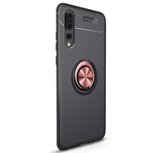 Microsonic Huawei P20 Pro Kılıf Kickstand Ring Holder Siyah Rose