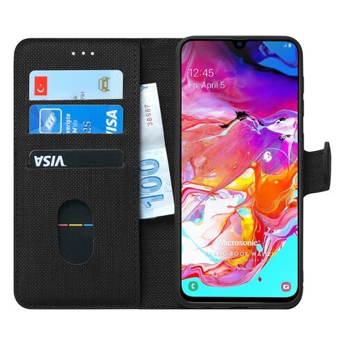 Microsonic Samsung Galaxy A70 Kılıf Fabric Book Wallet Siyah