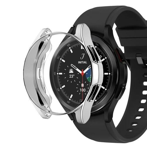 Microsonic Samsung Galaxy Watch 4 Classic 46mm Kılıf 360 Full Round Soft Silicone Gümüş