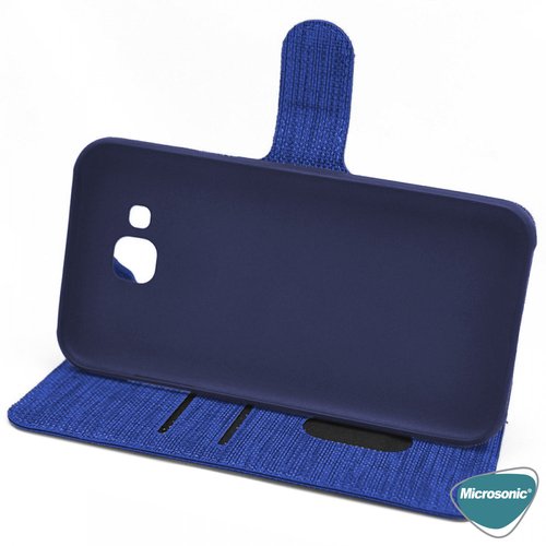 Microsonic Apple iPhone 11 Pro (5.8'') Kılıf Fabric Book Wallet Lacivert