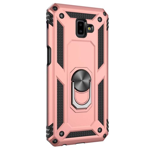 Microsonic Samsung Galaxy J6 Plus Kılıf Military Ring Holder Rose Gold