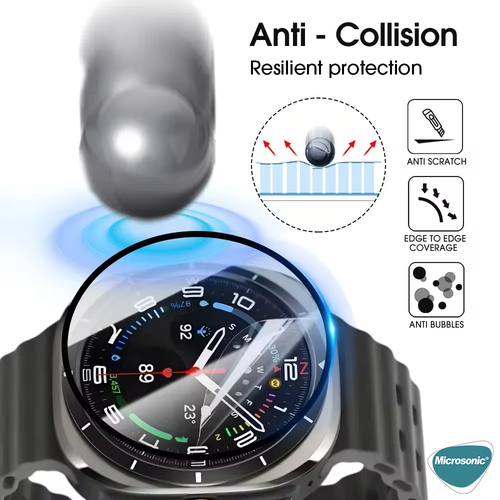 Microsonic Samsung Galaxy Watch Ultra 2025 Tam Kaplayan Nano Cam Ekran Koruyucu Siyah