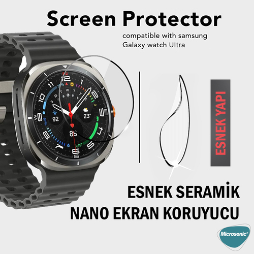 Microsonic Samsung Galaxy Watch Ultra 2025 Tam Kaplayan Nano Cam Ekran Koruyucu Siyah