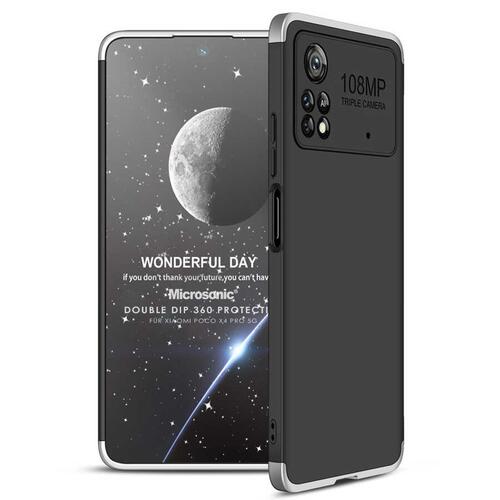 Microsonic Xiaomi Poco X4 Pro 5G Kılıf Double Dip 360 Protective Siyah Gri