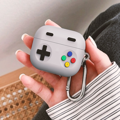 Microsonic Samsung Galaxy Buds 3 FE Kılıf Cartoon Figürlü Silikon Retro Gameboy Gri