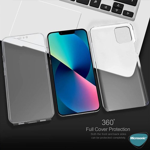 Microsonic Apple iPhone 14 Kılıf 6 Tarafı Tam Full Koruma 360 Clear Soft Şeffaf