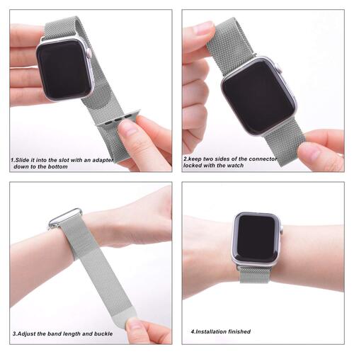 Microsonic Apple Watch SE 3 40mm Kordon Luxe Metal Twist Gümüş