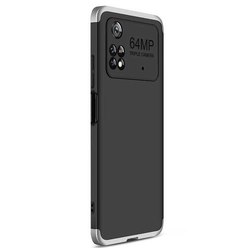 Microsonic Xiaomi Poco M4 Pro 4G Kılıf Double Dip 360 Protective Siyah Gri