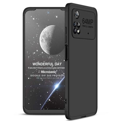 Microsonic Xiaomi Poco M4 Pro 4G Kılıf Double Dip 360 Protective Siyah