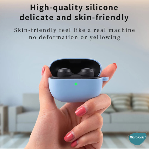 Microsonic Xiaomi Redmi Buds 8 Pro Kılıf Askılı Mat Silikon Lila
