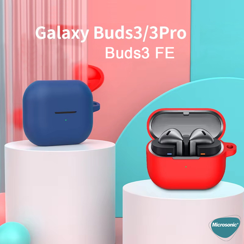 Microsonic Samsung Galaxy Buds 3 FE Kılıf Askılı Mat Silikon Mavi
