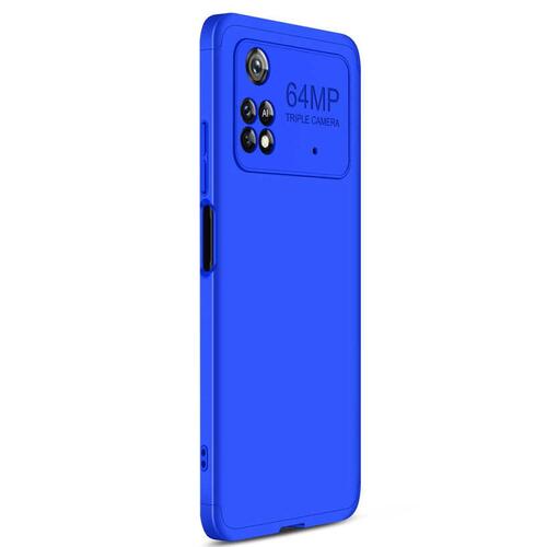 Microsonic Xiaomi Poco M4 Pro 4G Kılıf Double Dip 360 Protective Mavi