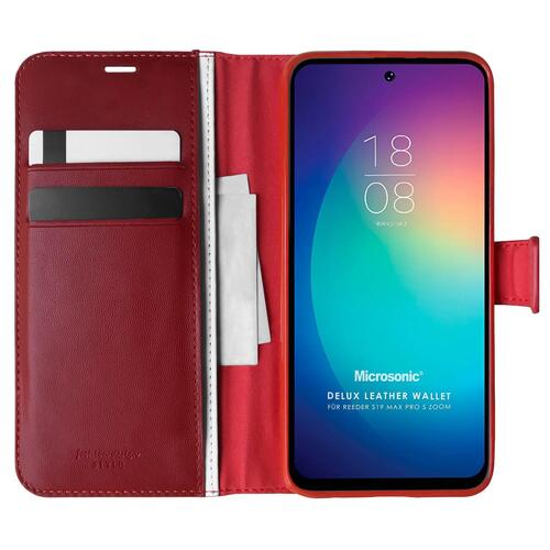 Microsonic Reeder S19 Max Pro S Zoom Kılıf Delux Leather Wallet Kırmızı