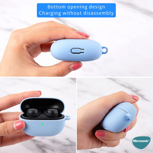 Microsonic Xiaomi Redmi Buds 8 Pro Kılıf Askılı Mat Silikon Beyaz