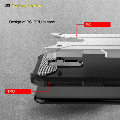 Microsonic Samsung Galaxy A6 Plus 2018 Kılıf Rugged Armor Kırmızı