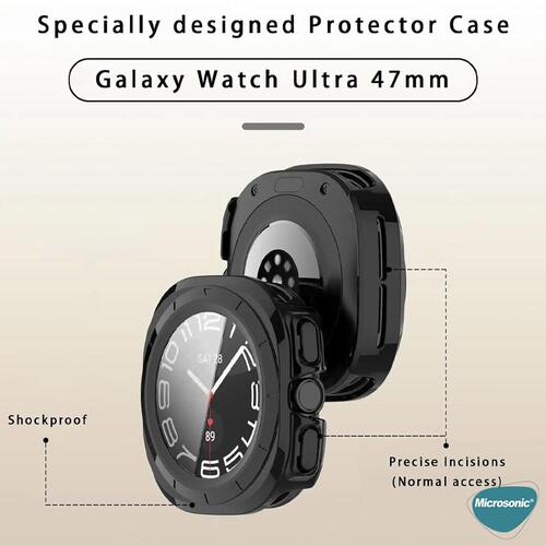 Microsonic Samsung Galaxy Watch Ultra 2025 Kılıf 360 Full Round Soft Silicone Siyah