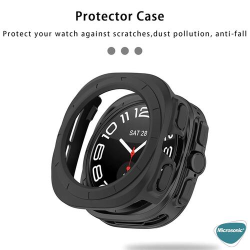 Microsonic Samsung Galaxy Watch Ultra 2025 Kılıf 360 Full Round Soft Silicone Siyah