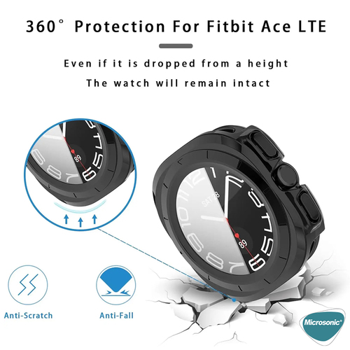 Microsonic Samsung Galaxy Watch Ultra 2025 Kılıf 360 Full Round Soft Silicone Siyah