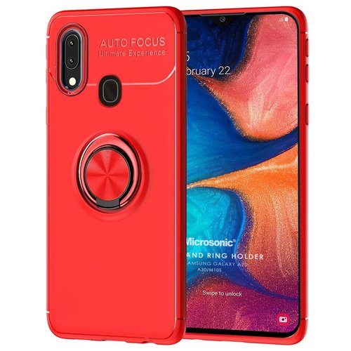 Microsonic Samsung Galaxy M10s Kılıf Kickstand Ring Holder Kırmızı