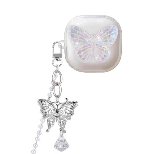 Microsonic Samsung Galaxy Buds Core Kılıf Kelebek Figürlü Parıltılı Şeffaf