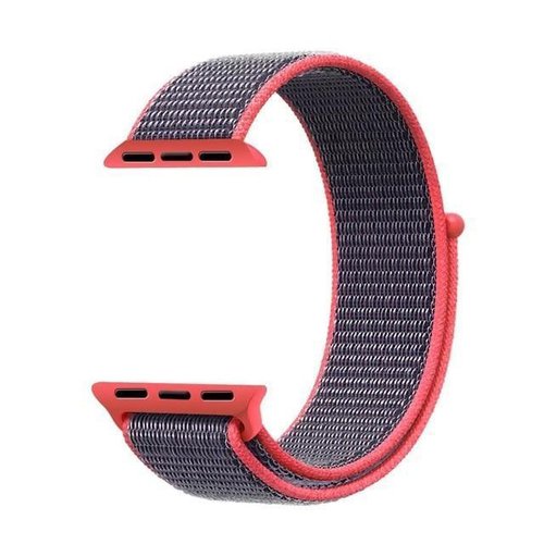 Microsonic Apple Watch Series 5 44mm Hasırlı Kordon Woven Sport Loop Electric Pink