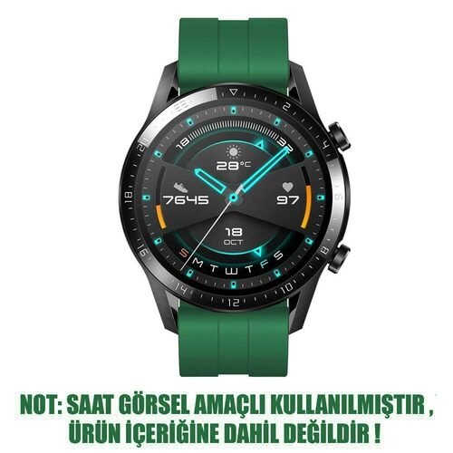 Microsonic Oppo Watch 46mm Kordon, Silicone RapidBands Koyu Yeşil ( Siyah Pimli )