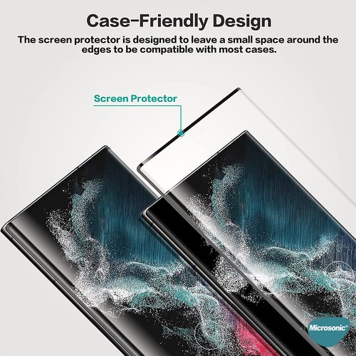 Microsonic Samsung Galaxy S23 Ultra Tam Kaplayan Temperli Cam Ekran Koruyucu Siyah