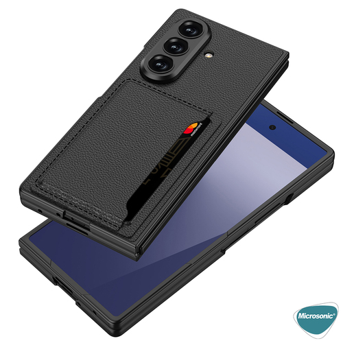 Microsonic Samsung Galaxy Z Fold 7 Kılıf LuxGrip Wallet Siyah