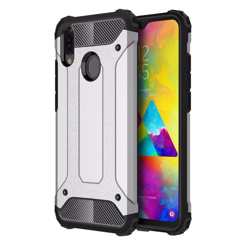 Microsonic Samsung Galaxy M20 Kılıf Rugged Armor Gümüş