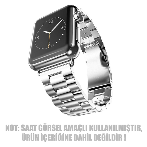 Microsonic Apple Watch SE 3 44mm Metal Stainless Steel Kordon Gümüş