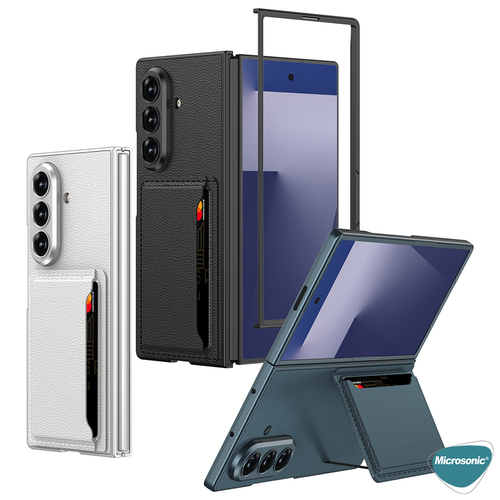 Microsonic Samsung Galaxy Z Fold 7 Kılıf LuxGrip Wallet Carbon Siyah