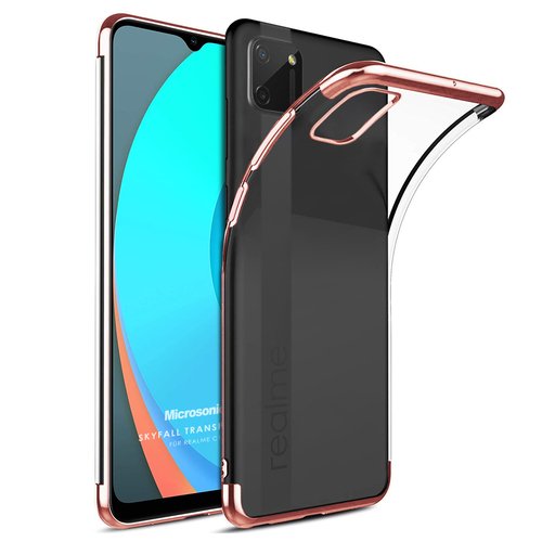 Microsonic Realme C11 Kılıf Skyfall Transparent Clear Rose Gold