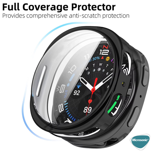 Microsonic Samsung Galaxy Watch 8 40mm Kılıf Ekranı Tam Kaplayan 360 Full Round Soft Silicone Gümüş