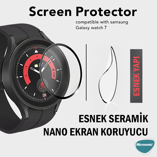 Microsonic Samsung Galaxy Watch 8 44mm Tam Kaplayan Nano Cam Ekran Koruyucu Siyah