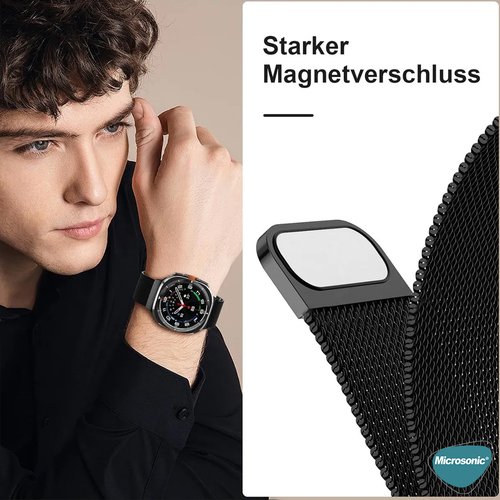 Microsonic Samsung Galaxy Watch Ultra Milanese Loop Kordon Siyah