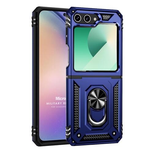 Microsonic Samsung Galaxy Z Flip 7 FE Kılıf Military Ring Holder Lacivert