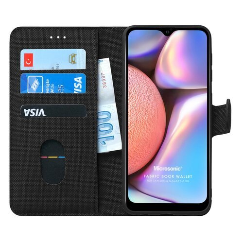 Microsonic Samsung Galaxy A10s Kılıf Fabric Book Wallet Siyah