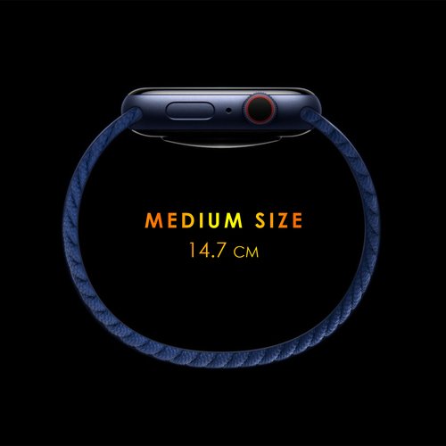 Microsonic Apple Watch SE 2022 40mm Kordon, (Medium Size, 147mm) Braided Solo Loop Band Turuncu