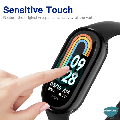 Microsonic Xiaomi Mi Band 8 Kılıf 360 Full Round Soft Silicone Siyah