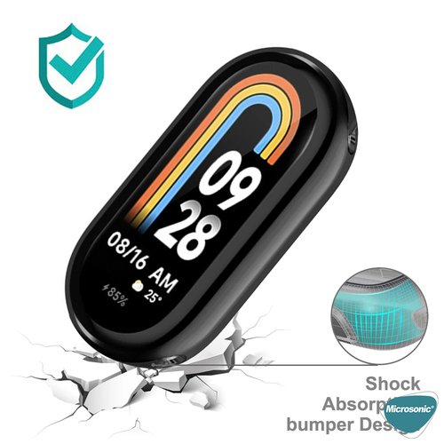 Microsonic Xiaomi Mi Band 8 Kılıf 360 Full Round Soft Silicone Siyah