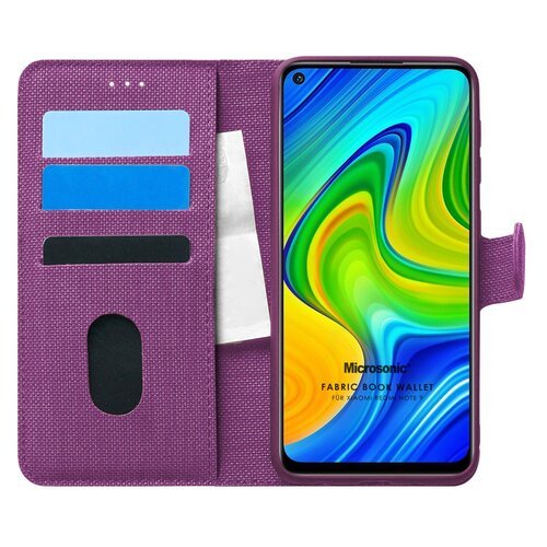 Microsonic Xiaomi Redmi Note 9 Kılıf Fabric Book Wallet Mor