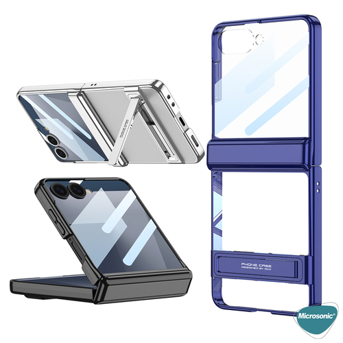 Microsonic Samsung Galaxy Z Flip 7 Kılıf Clarity Stand Gümüş