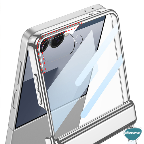 Microsonic Samsung Galaxy Z Flip 7 Kılıf Clarity Stand Gümüş