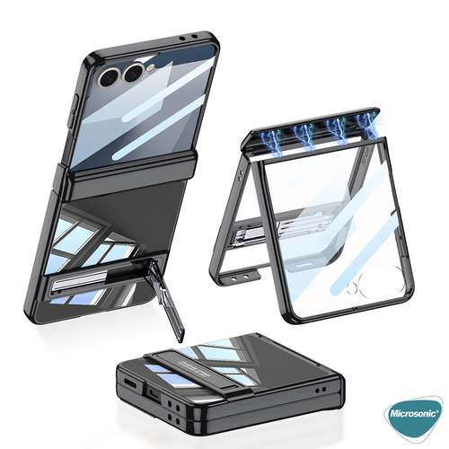 Microsonic Samsung Galaxy Z Flip 7 Kılıf Clarity Stand Siyah