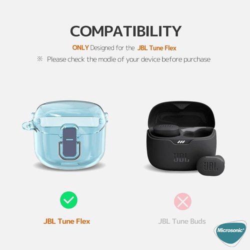 Microsonic JBL Tune Flex Kılıf Safety Lock Protection Füme