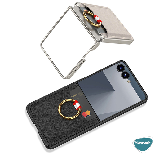 Microsonic Samsung Galaxy Z Flip 7 Kılıf LuxRing Wallet Siyah